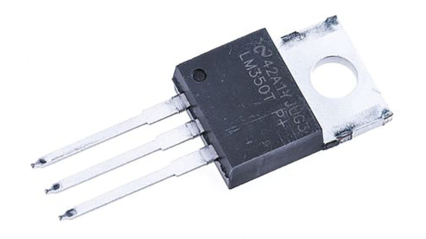 Regulador de tensión LM350T/NOPB, 3A TO-220, 3 pines, Ajustable