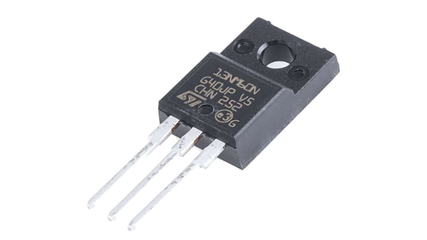 MOSFET STMicroelectronics STF13NM60N, VDSS 600 V, ID 11 A, TO-220FP de 3 pines, , config. Simple