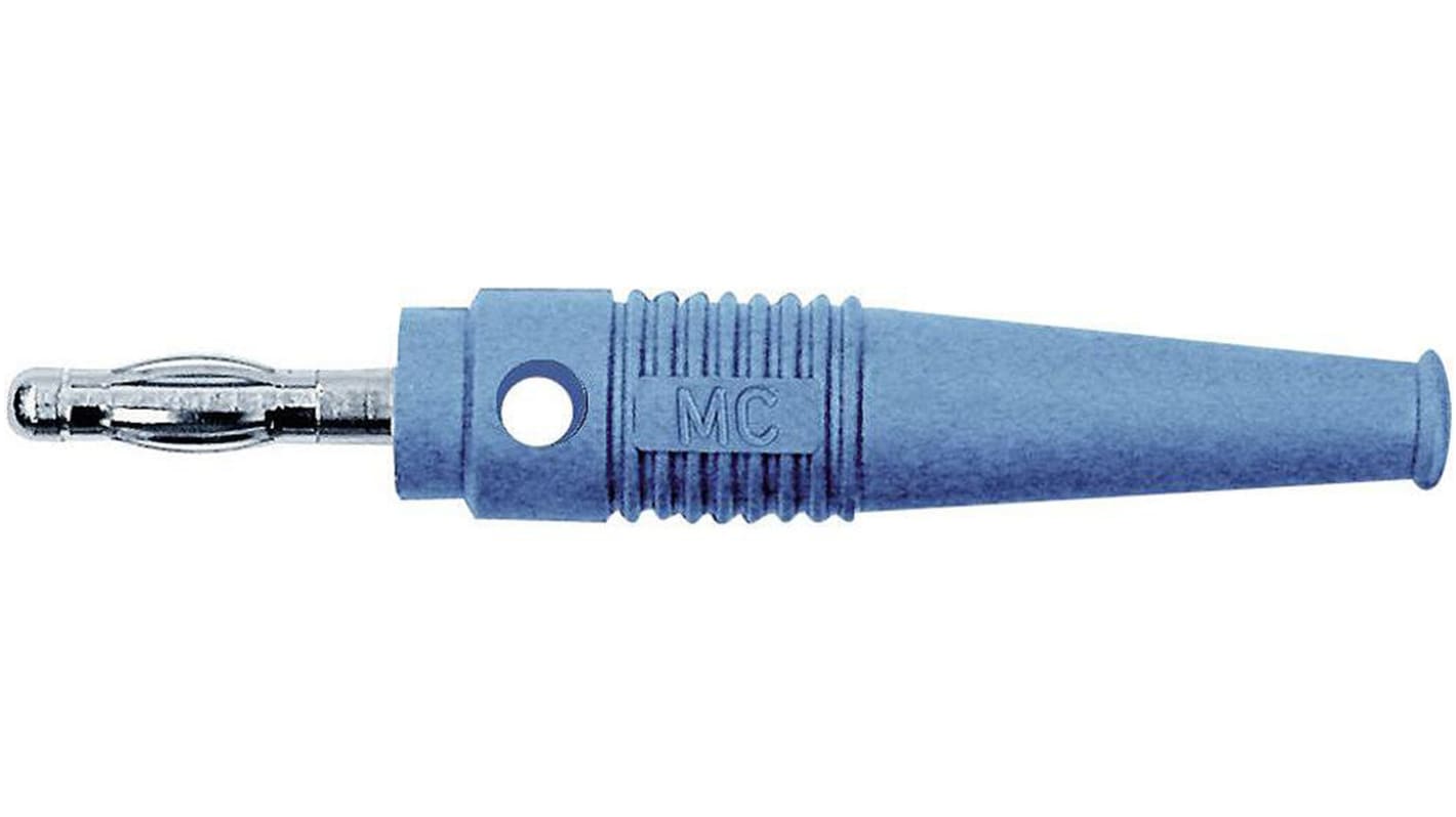 Staubli Blue Male Banana Plug, 4 mm Connector, Solder Termination, 32A, 30 V, 60V dc, Nickel Plating