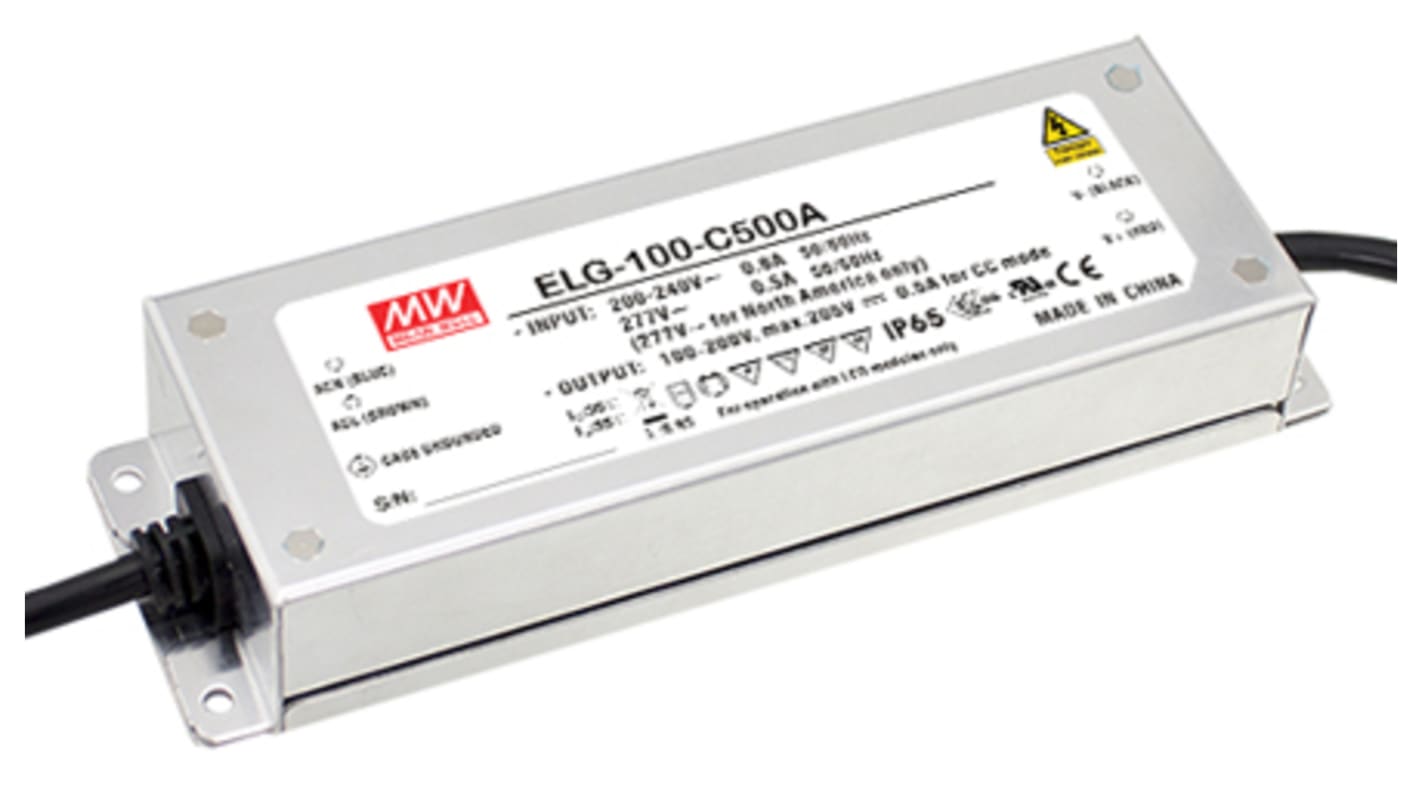 Driver LED corriente constante MEAN WELL ELG-100-C de salidas, IN: 180 → 305 V ac, 255 → 431 V dc, OUT: