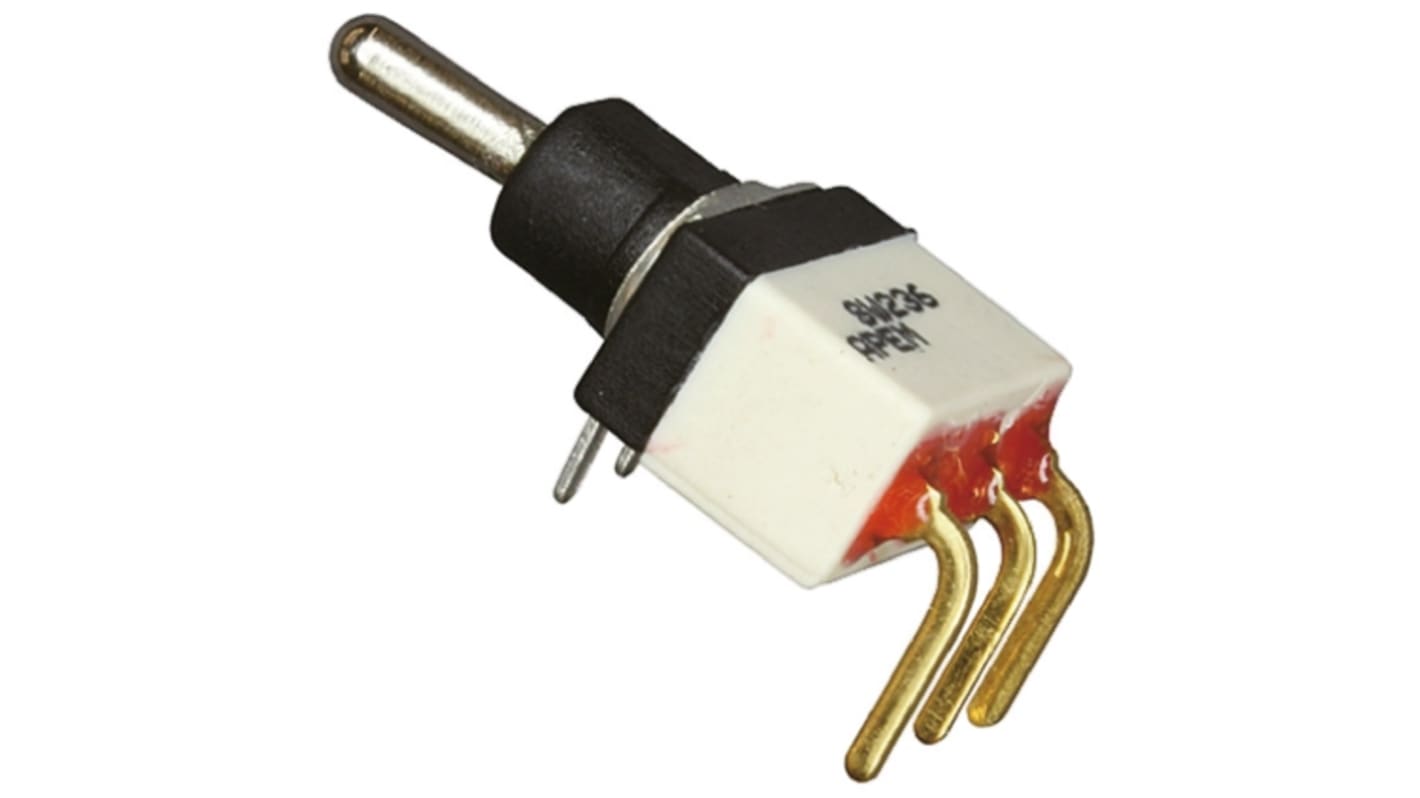 APEM Toggle Switch, PCB Mount, On-Off-On, SPST, Through Hole Terminal