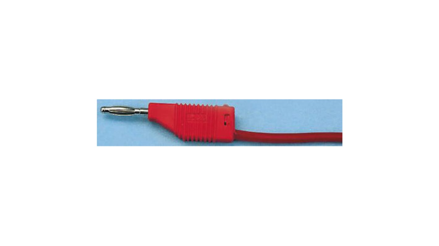 Staubli 2 mm Connector Test Lead, 10A, 30 V ac, 60V dc, Red, 1m Lead Length