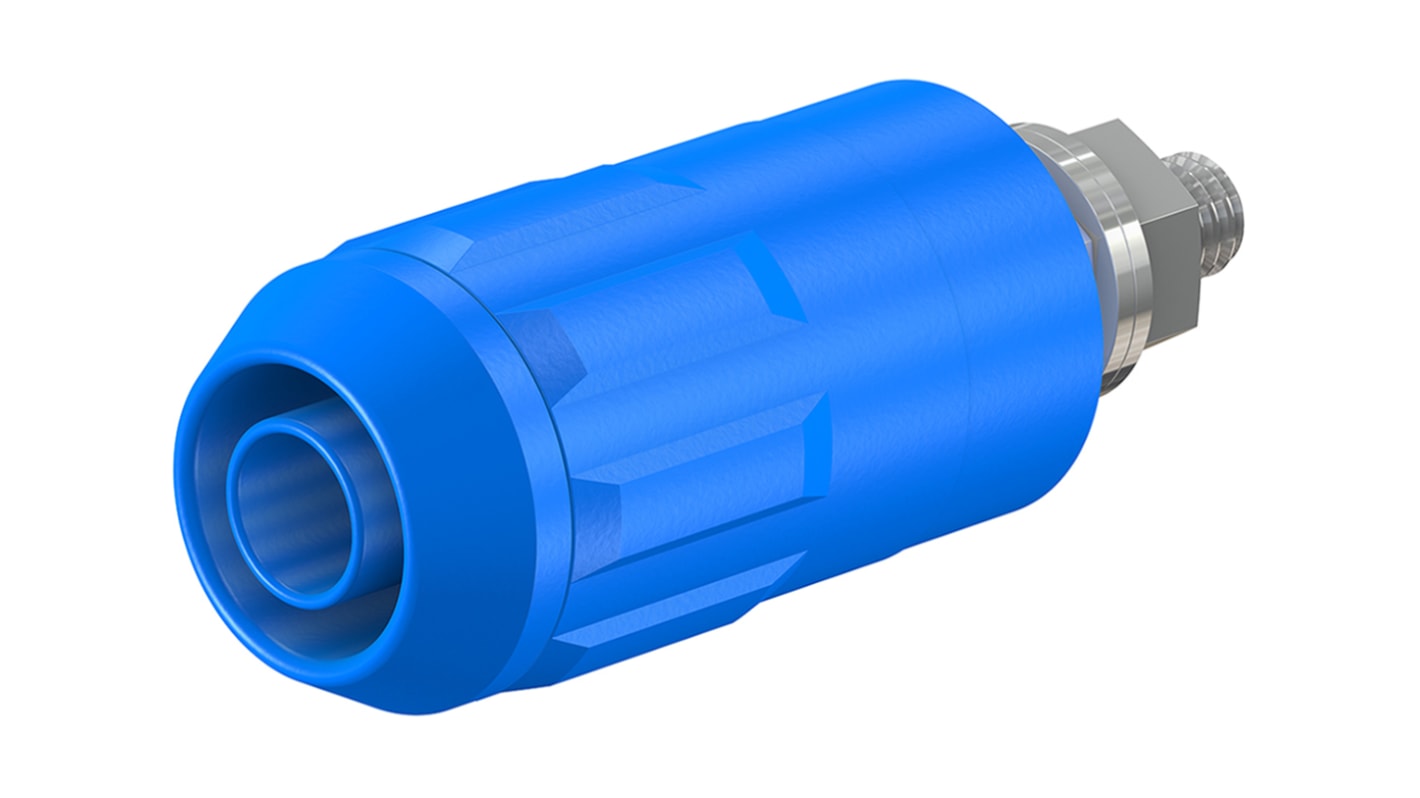 Conector banana hembra Hembra, 20A, 1000V, Contacto Níquel, Azul