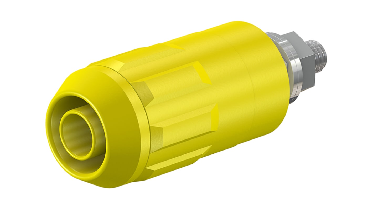 Staubli Yellow Female Banana Socket, 4 mm Connector, Bolt Termination, 20A, 1000V, Nickel Plating