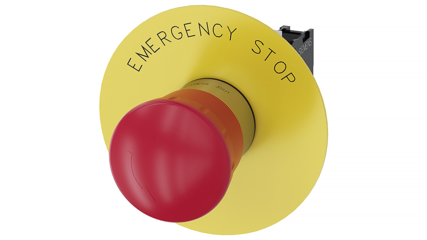 Siemens 3SU1 Series Twist Release Emergency Stop Push Button, Panel Mount, 22mm Cutout