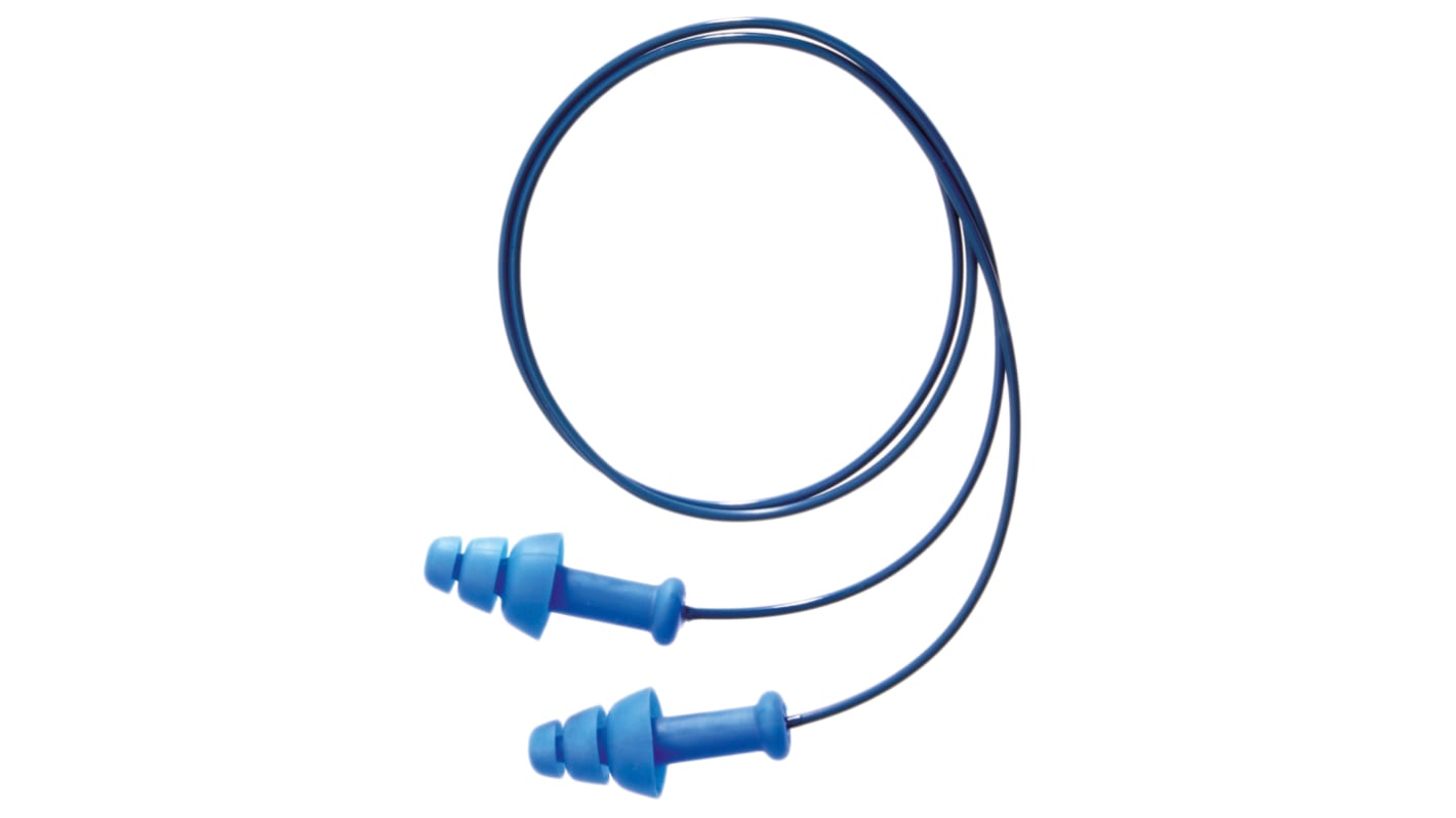 Honeywell Safety Blue Reusable Corded Ear Plugs, 30dB Rated, Metal Detectable, 50 Pairs