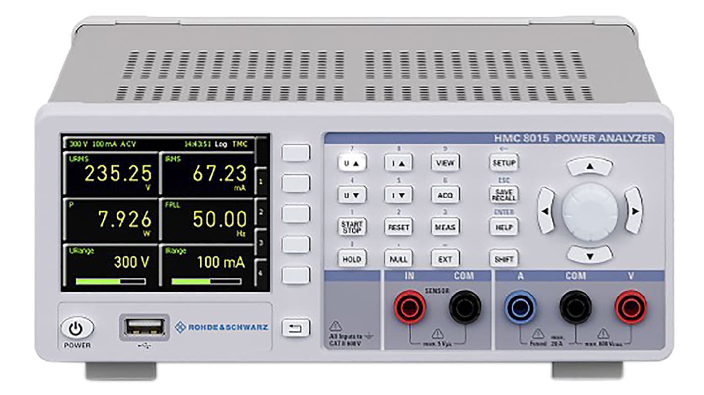 Analizzatore qualità rete elettrica Rohde & Schwarz, 1 fase, 600V max, interfaccia Ethernet, USB, Cert. ISO