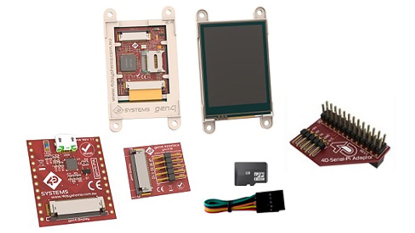 4D Systems Raspberry Piディスプレイ, 2.8インチ, 抵抗膜タッチスクリーン, Gen4 Picaso, SK-gen4-28PT-PI