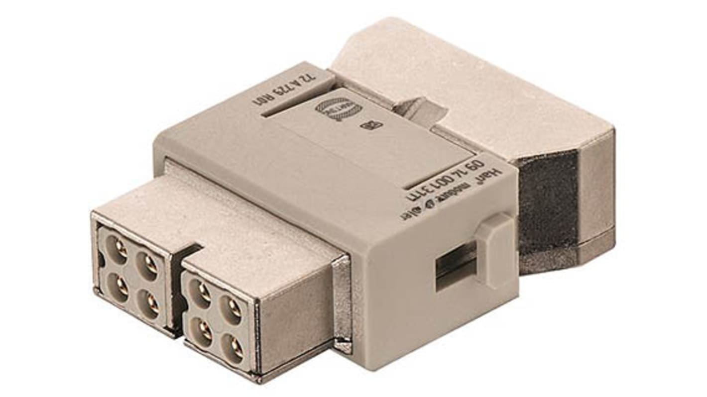 HARTING Heavy Duty Power Connector Module, 10A, Female, Han-Modular Series, 4 Contacts