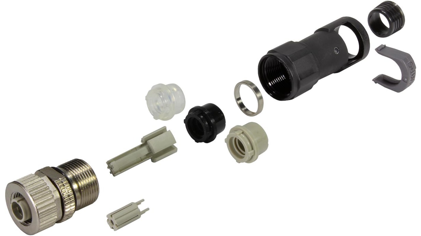 Conector circular Harting hembra serie M12 de 4 vías hembra, tamaño carcasa M12, montaje aéreo, IP65, IP67