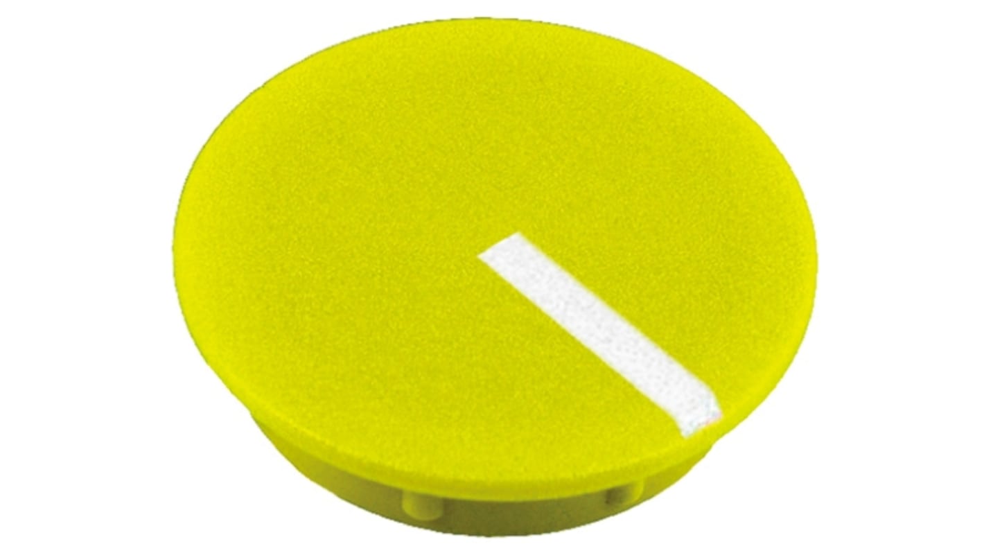 RS PRO 19mm Yellow Potentiometer Knob Cap for 6.4mm Shaft RS