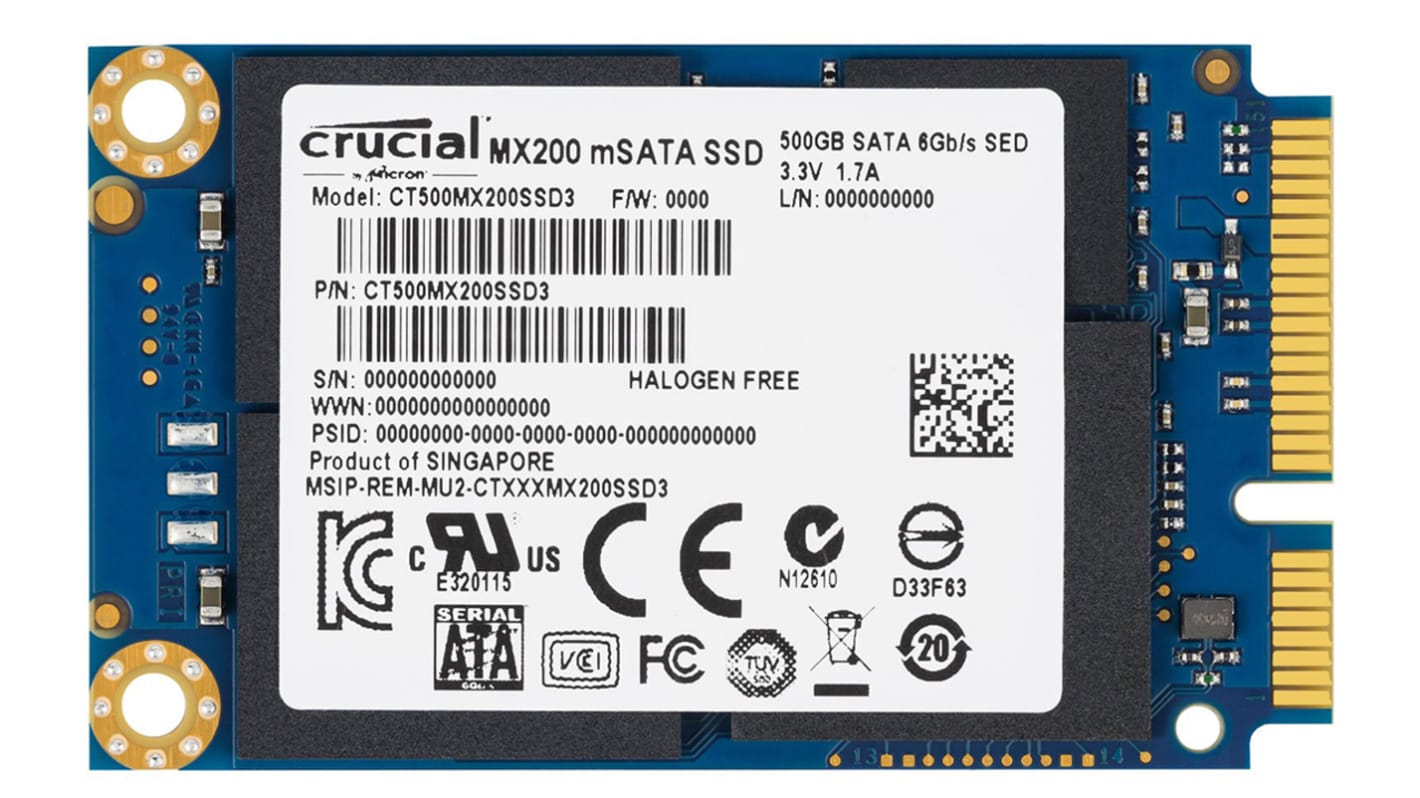 Crucial MX200, mSATA Intern SSD-Laufwerk SATA III, MLC, 500 GB