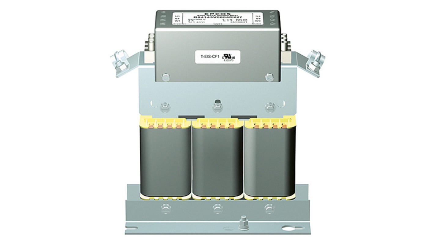 Filtre CEM EPCOS, 6A max, 3 phases, 520 V c.a. max, Montage sur châssis, série B84143V