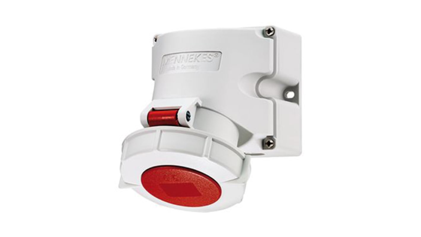 MENNEKES IP67 Red Wall Mount 3P + N + E 25 ° Industrial Power Socket, Rated At 16A, 400 V