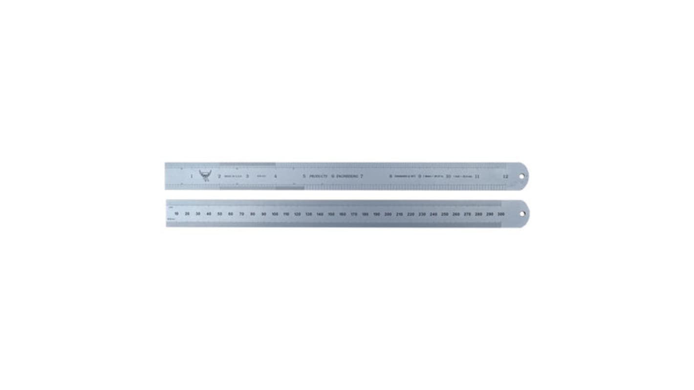 RS PRO 300mm Steel Imperial, Metric Ruler