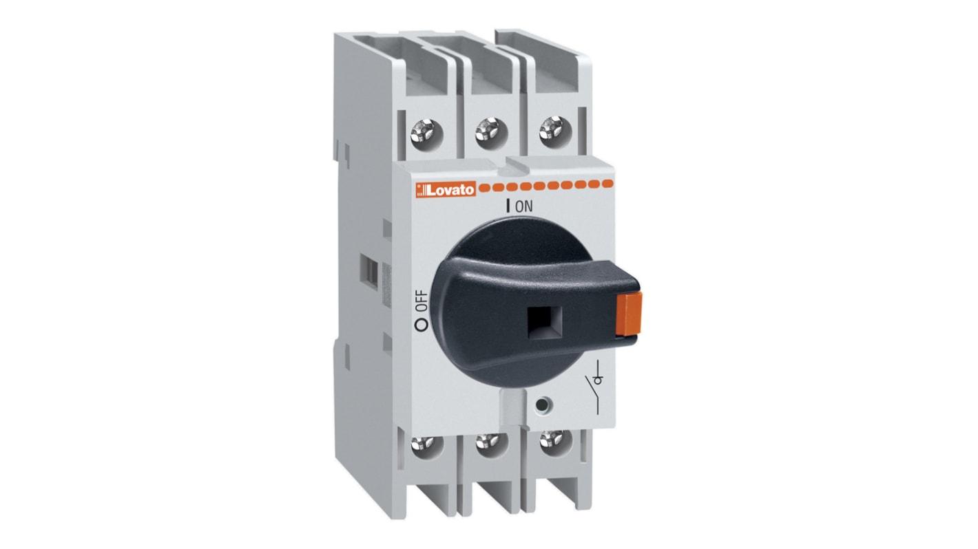 Lovato 3P Pole Isolator Switch - 25A Maximum Current, 22kW Power Rating, IP65