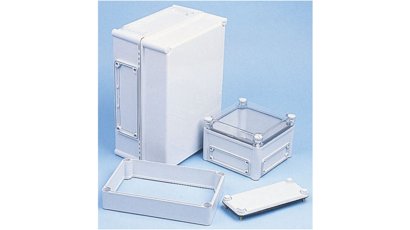 Fibox EK Series Grey Polycarbonate Enclosure, IP66, IP67, Flanged, Transparent Lid, 190 x 190 x 130mm