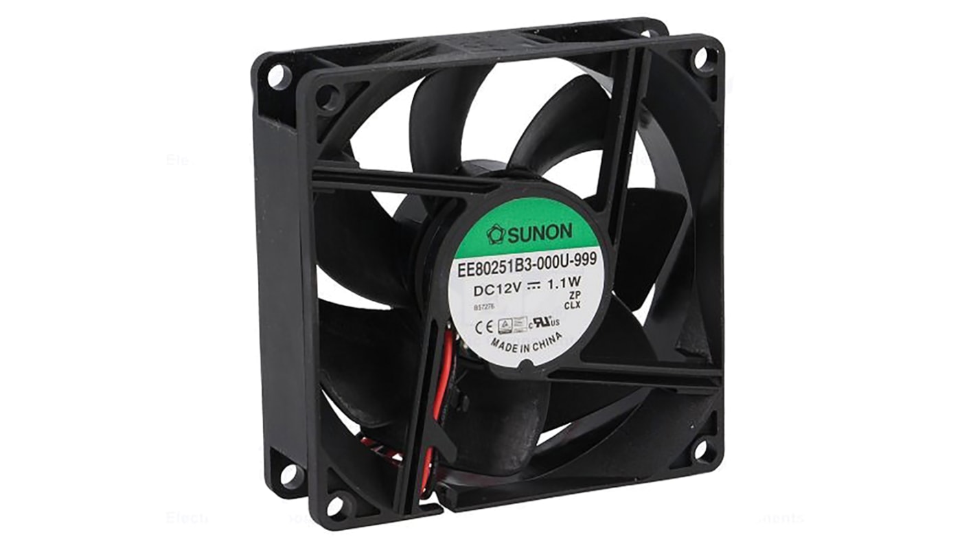 Ventilador Axial Sunon E de 80 x 80 x 25mm, 12 V dc, 1.1W, 2600rpm, caudal 56m³/h, 28dB