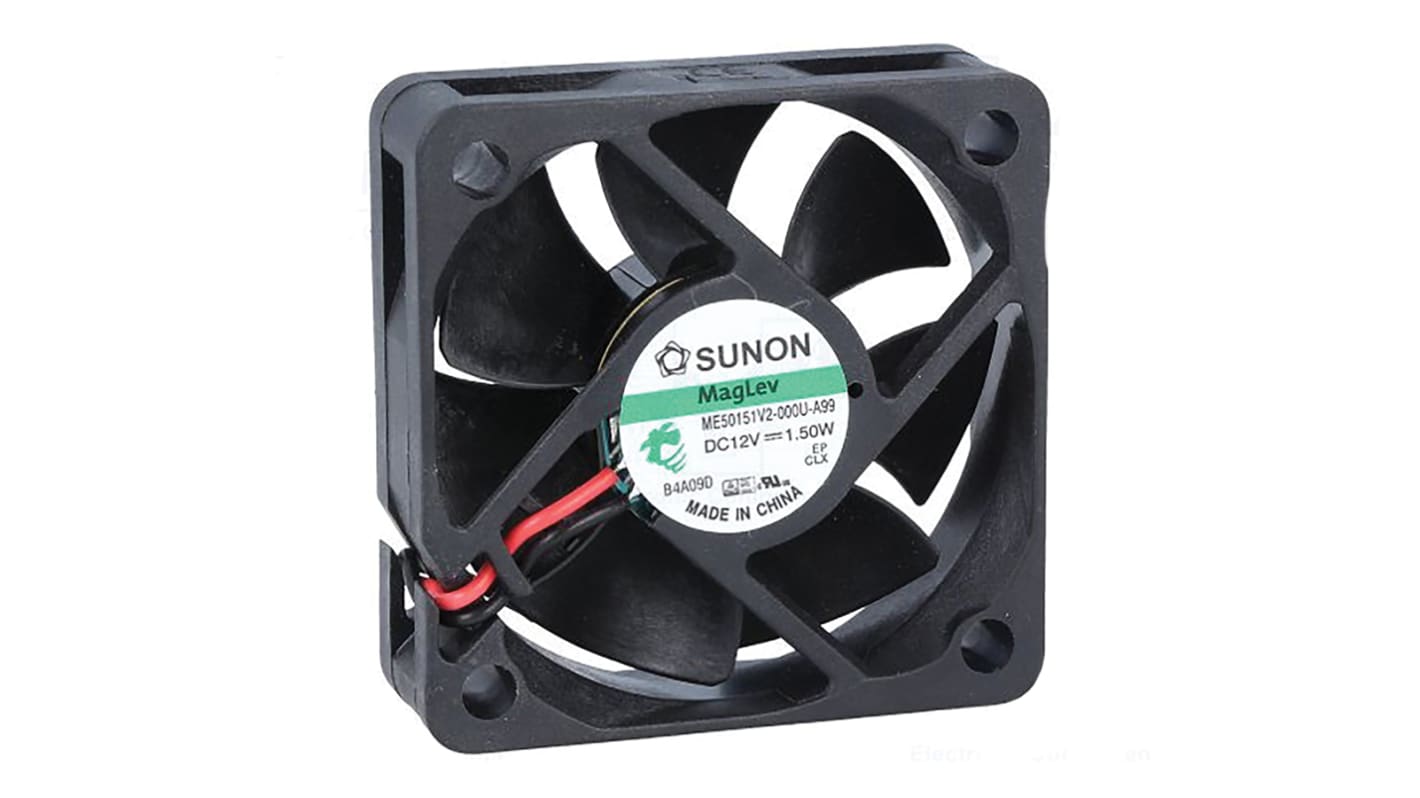 Sunon ME Series Axial Fan, 12 V dc, DC Operation, 16.1cfm, 1.5W, 125mA Max, 50 x 50 x 15mm