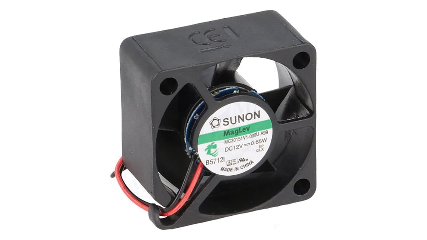 Sunon M Series Axial Fan, 12 V dc, DC Operation, 6cfm, 650mW, 54mA Max, 30 x 30 x 15mm