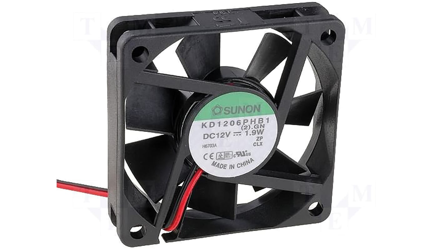 Sunon KD Series Axial Fan, 12 V dc, DC Operation, 35.7m³/h, 1.8W, 154mA Max, 60 x 60 x 15mm