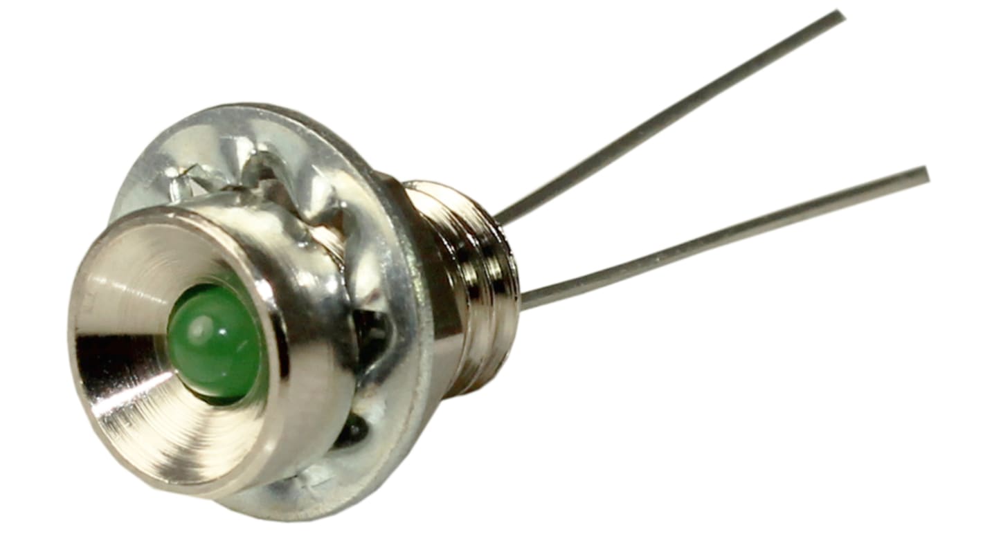 Indicatore da pannello RS PRO Verde  a LED, 2V cc, Ad incasso, foro da 6.5mm