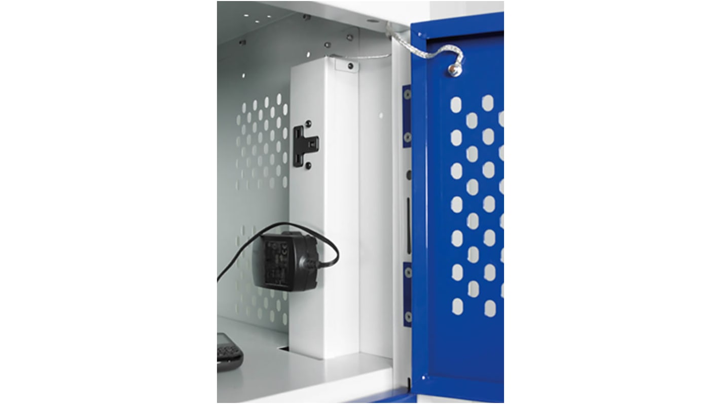 RS PRO 10 Door Vented Mild Steel Blue Laptop Charging Locker, 1800 mm x 450 mm x 450mm