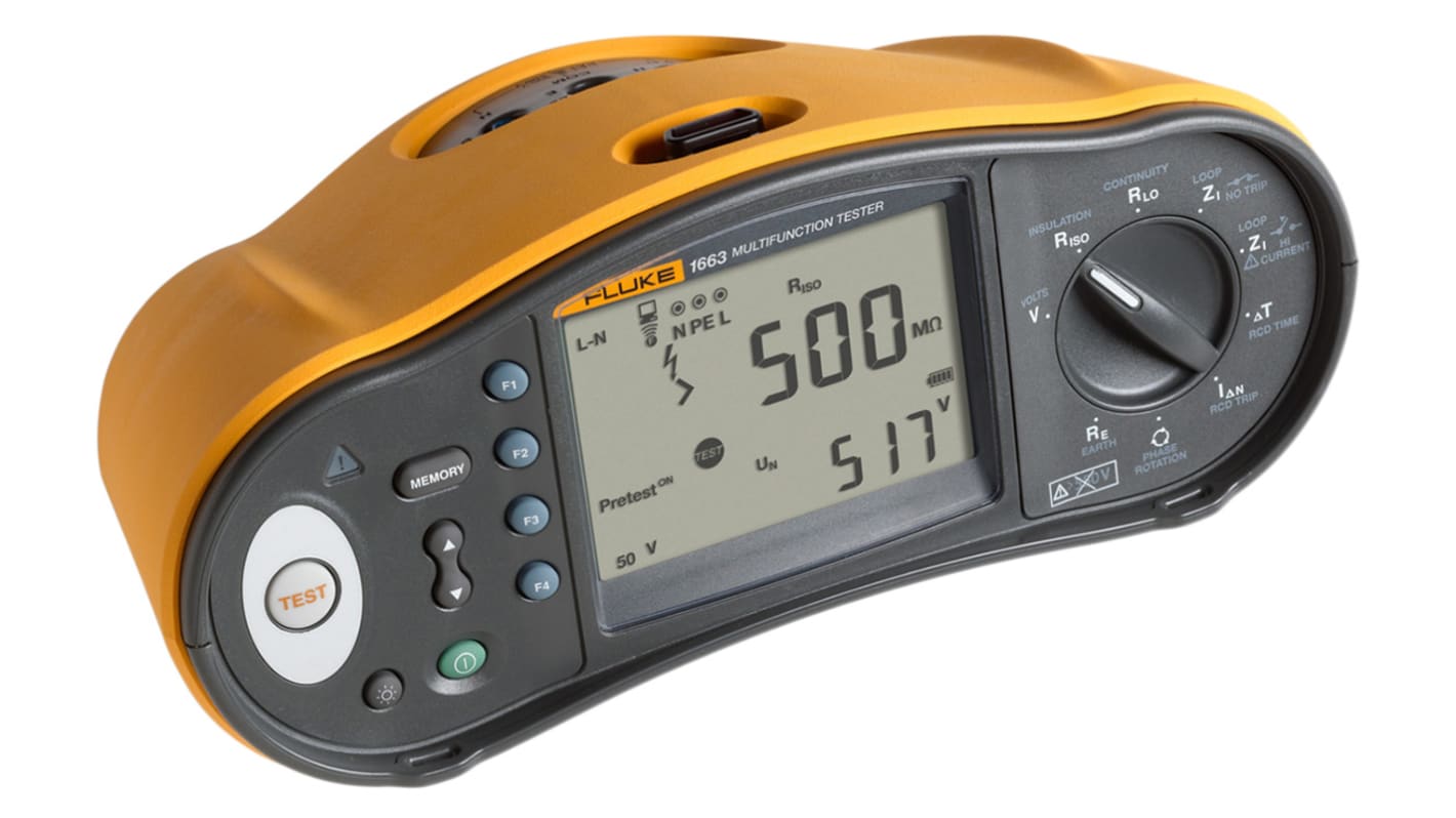 Fluke 1663 Multifunction Tester, 50V  , Earth Resistance Measurement With USB UKAS Calibration