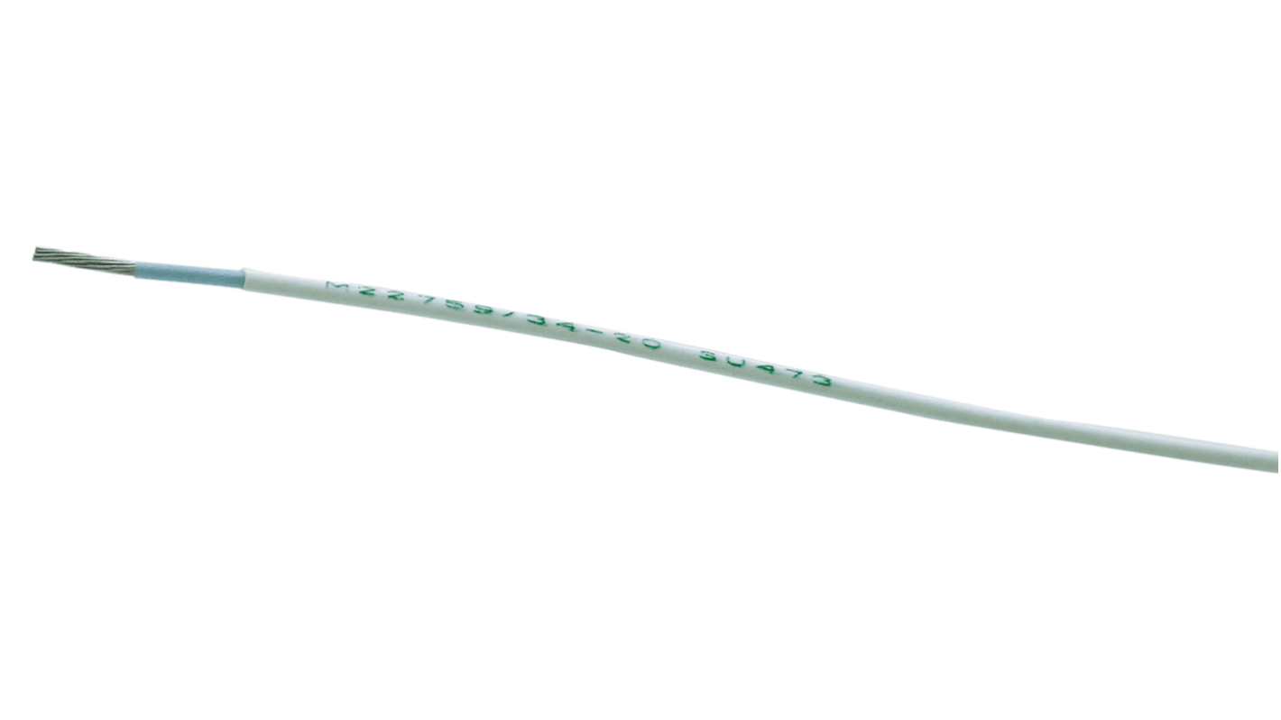 TE Connectivity M22759 Series White 3.31 mm² Hook Up Wire, 12 AWG, 37 / 28 AWG, 100m, ETFE Insulation