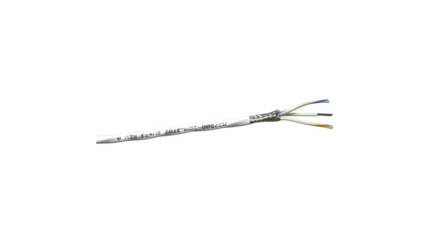 Fils de câblage TE Connectivity, 0,33 mm², Blanc, 22 AWG, 100m, 600 V c.a.