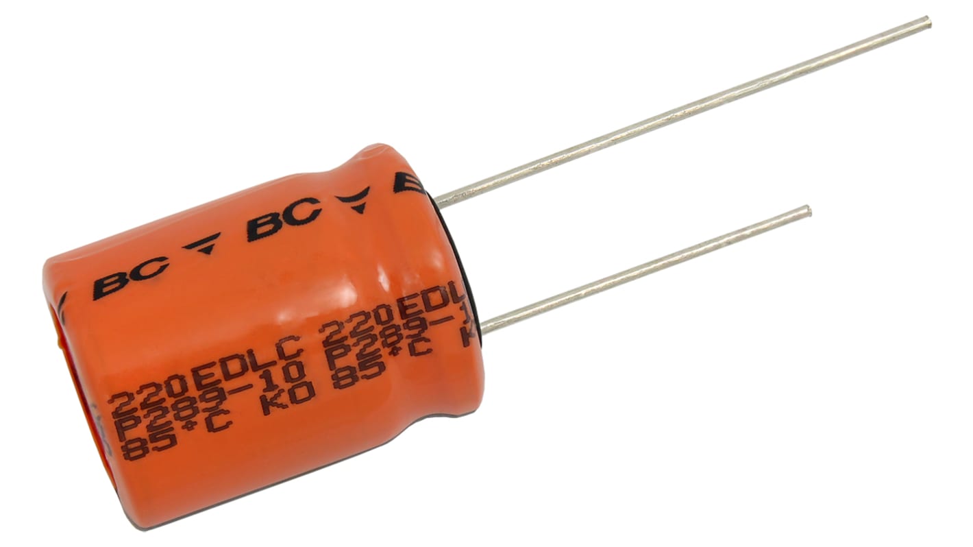 Vishay 220 EDLC SuperCap Superkondensator, radial 20F -20 → +50% / 2.7V dc, -40°C+85°C, Ø 16.5 (Dia.) x 22mm