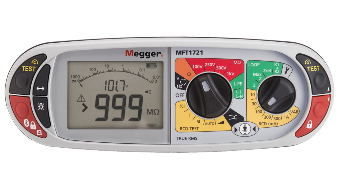 Megger MFT1721 Multifunction Tester, 100V , Earth Resistance Measurement With Wireless UKAS Calibration