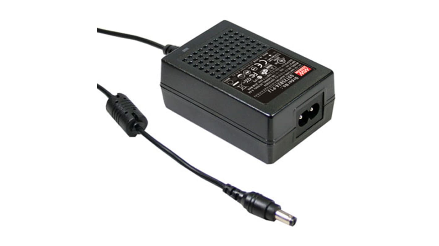 MEAN WELL 25W Power Brick AC/DC Adapter 15V dc Output, 0 → 1.66A Output