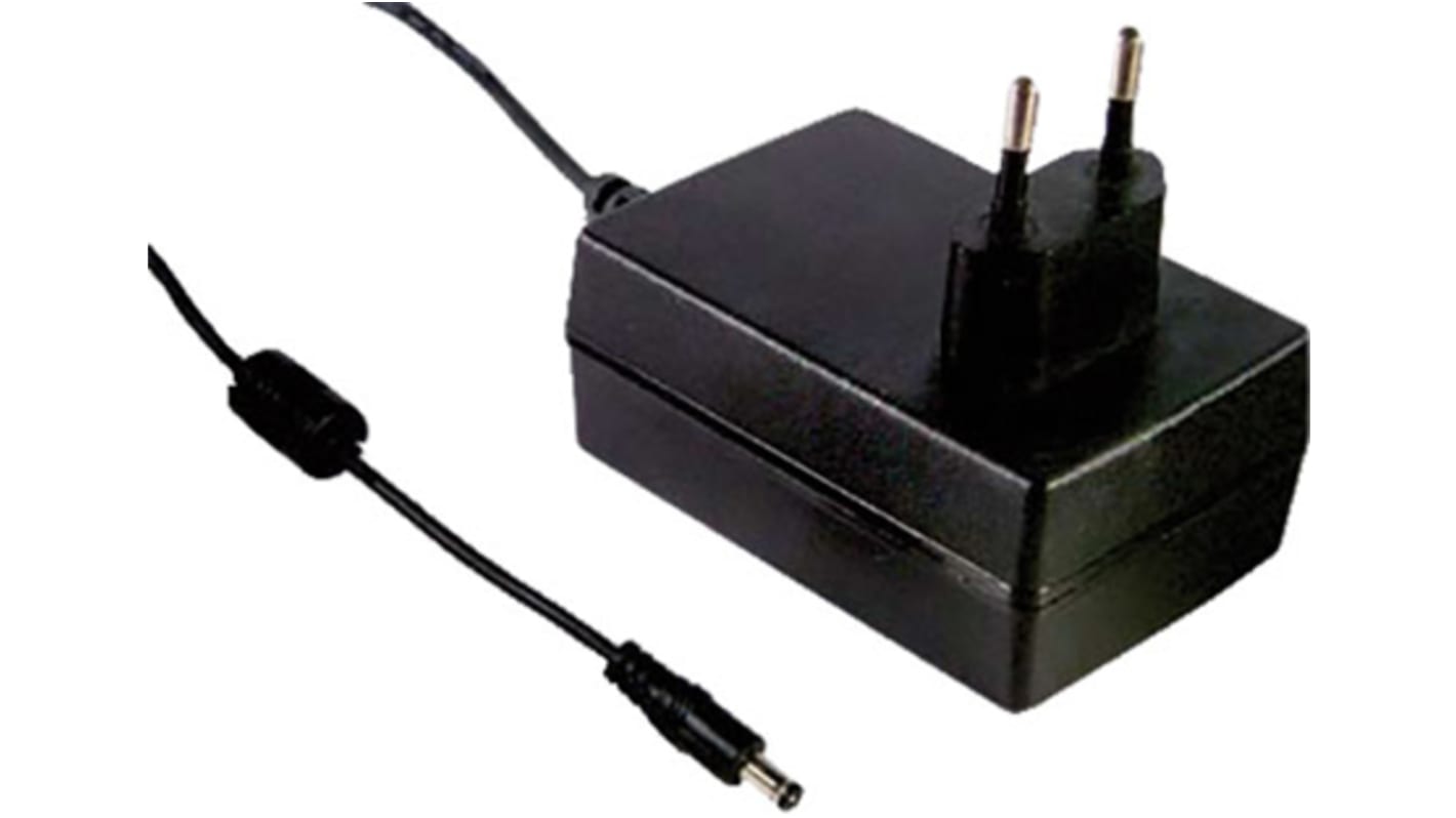 MEAN WELL 25W Plug-In AC/DC Adapter 12V dc Output, 2.08A Output