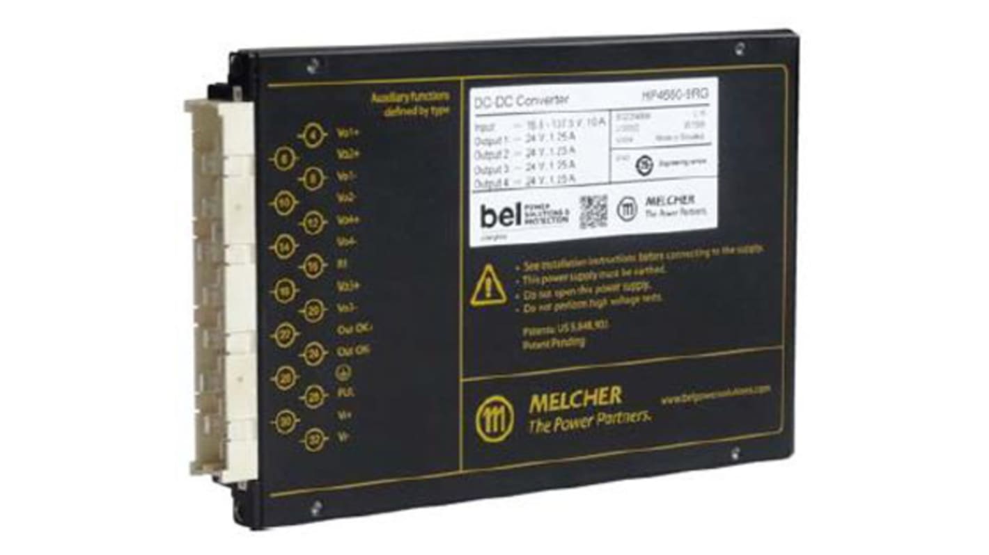 BEL POWER SOLUTIONS INC HP Isolated DC-DC Converter, ±24V dc/ 2A Output, 12.5 → 154 V dc Input, 96W, Rack Mount,