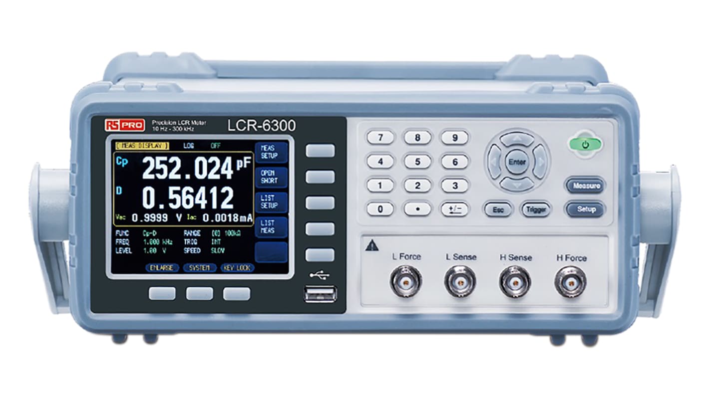 RS PRO LCR mérő 9999.99mF 99,9999 MΩ 9999.99H Asztali LCD Hálózat 265 x 312 x 107mm 3kg 107mm 265mm 312mm ISOCAL