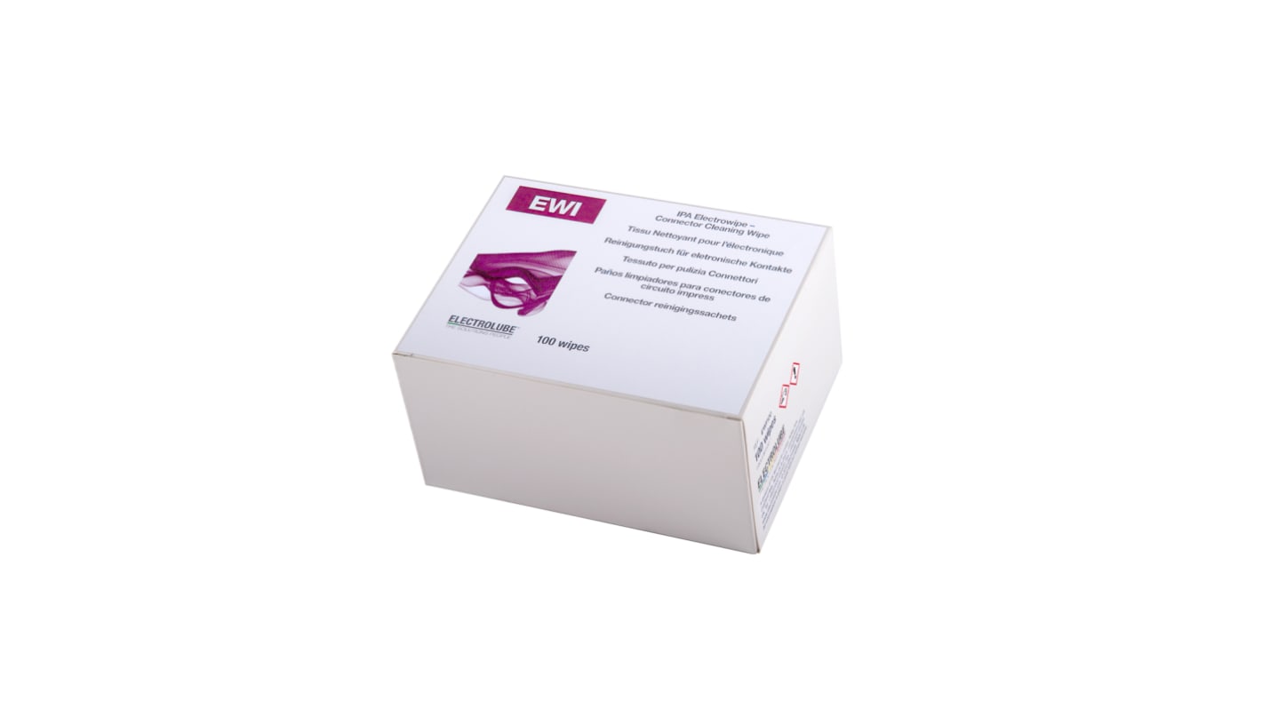 Electrolube IPA Electrowipes Isopropanol-Tücher, Weiß, 134 x 60mm, 100 Tücher pro Packung