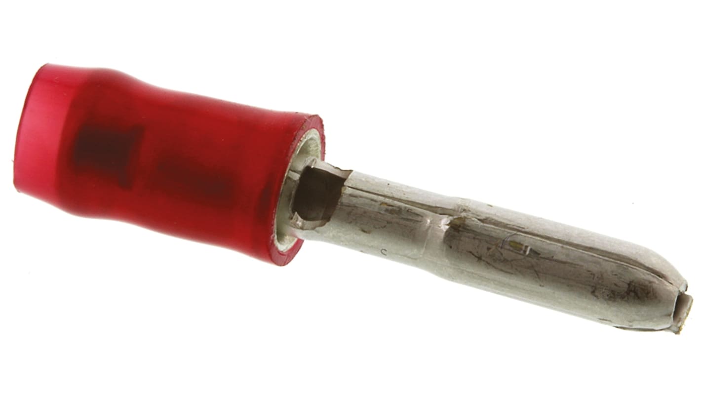 TE Connectivity Crimp rundstik, Isoleret, Han, 3mm stikdiameter, Rød (0.5mm² til 1mm²)