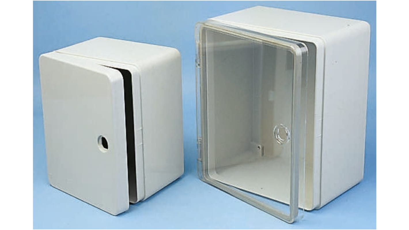 Grey ABS Enclosure, IP65, Transparent Lid, 170 x 250 x 300mm