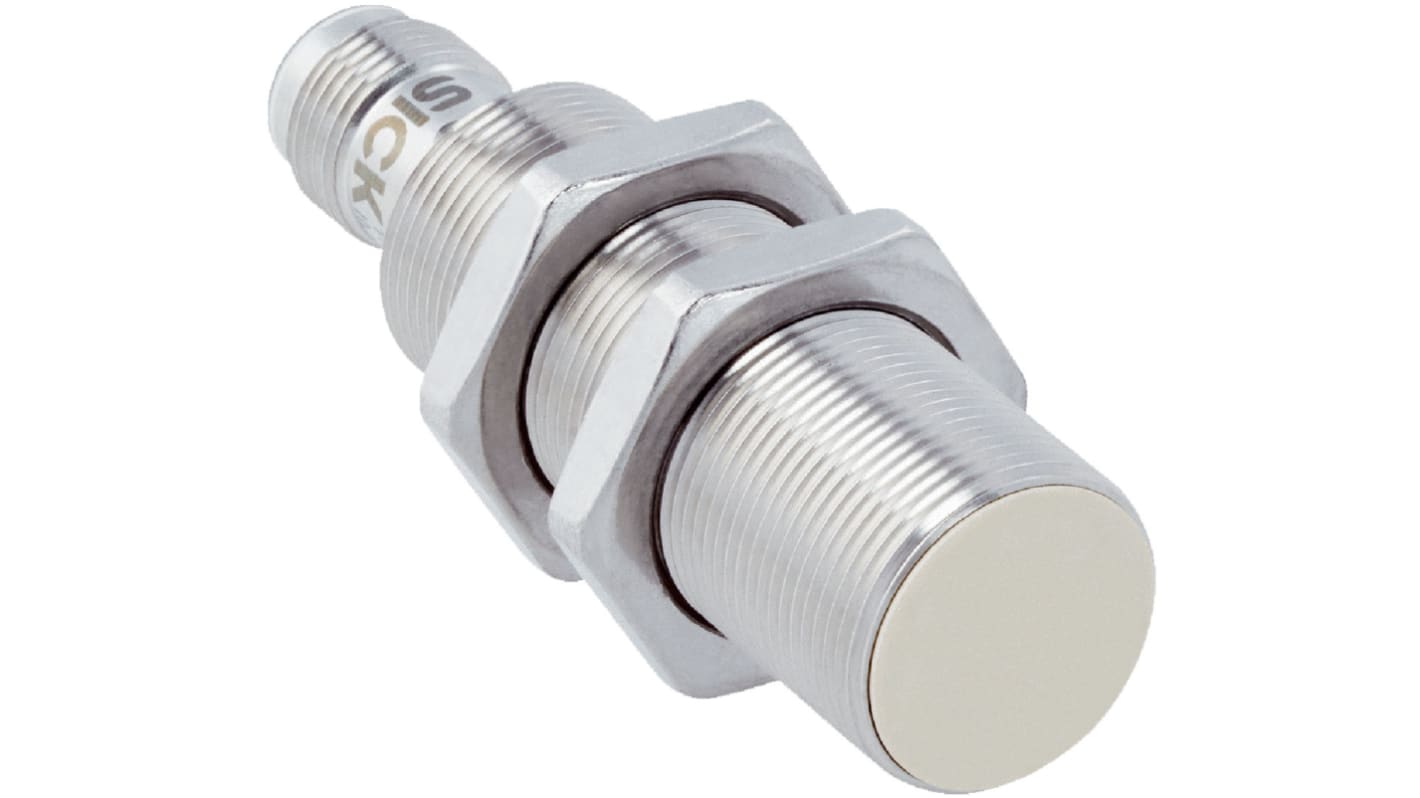 Sick Inductive Barrel-Style Proximity Sensor, M18 x 1, 8 mm Detection, PNP Output, 10 → 30 V dc, IP68, IP69K