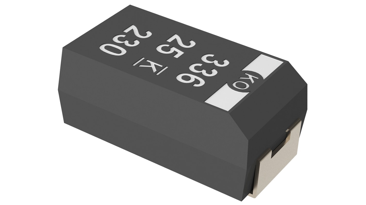 Condensateur au polymère KEMET T521, 33μF, 25V c.c., Montage en surface