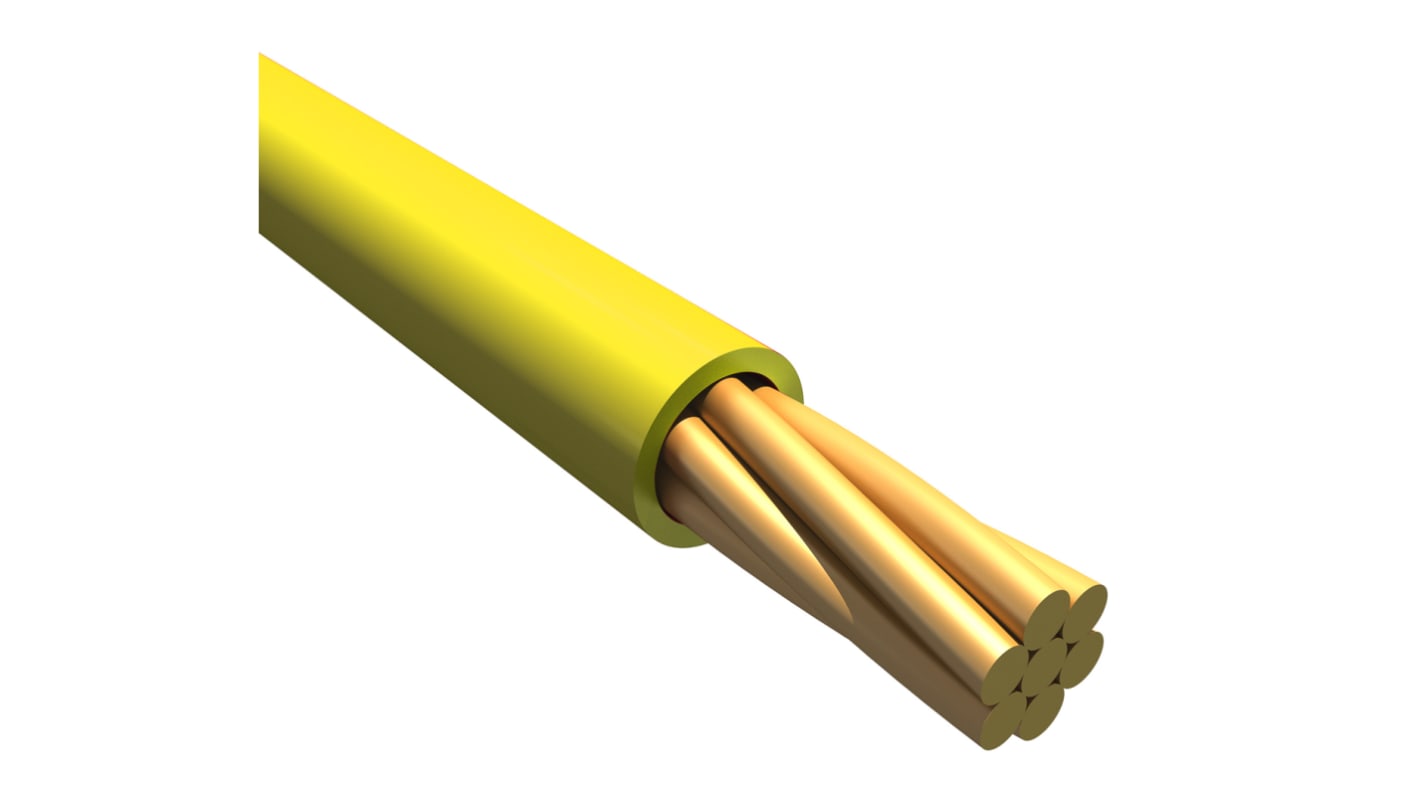 Alpha Wire Einzeladerleitung 0,08 mm², 28 AWG 305m Gelb PVC isoliert Ø 1.19mm 7/0,13 mm Litzen UL1007