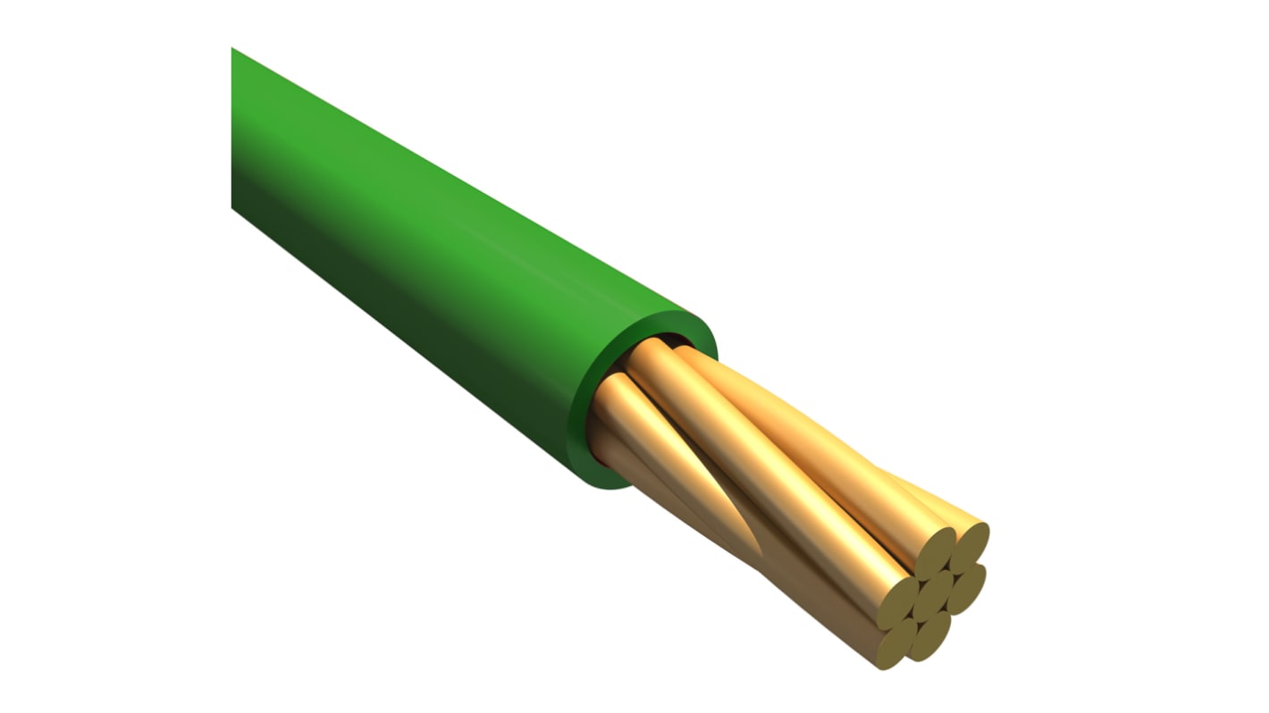 Alpha Wire Einzeladerleitung 0,13 mm², 26 AWG 305m Grün PVC isoliert Ø 1.3mm 7/0,16 mm Litzen UL1007