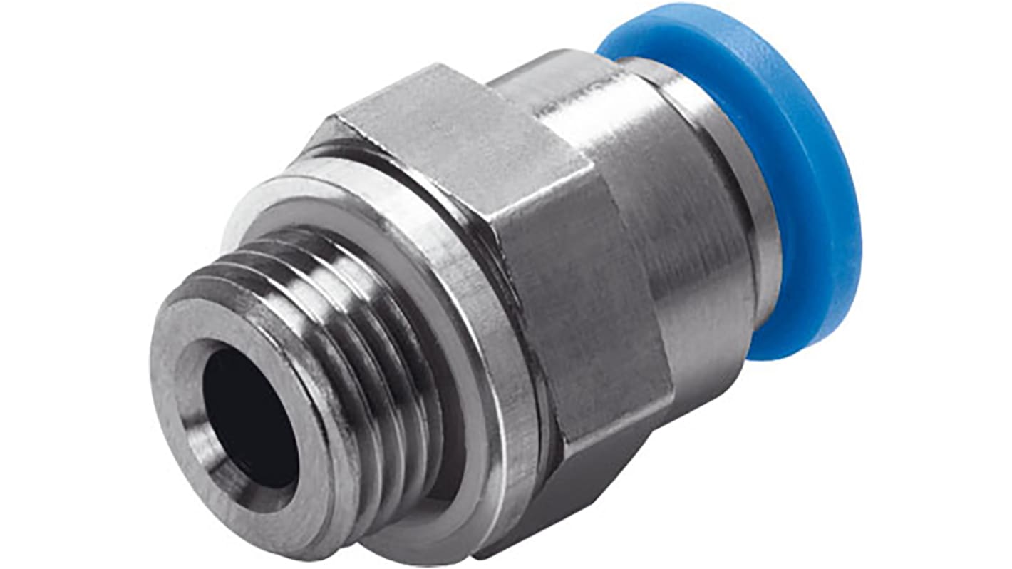 Festo QS Series Straight Threaded Adaptor, G 1/2 Male to Push In 12 mm, Threaded-to-Tube Connection Style, 186104