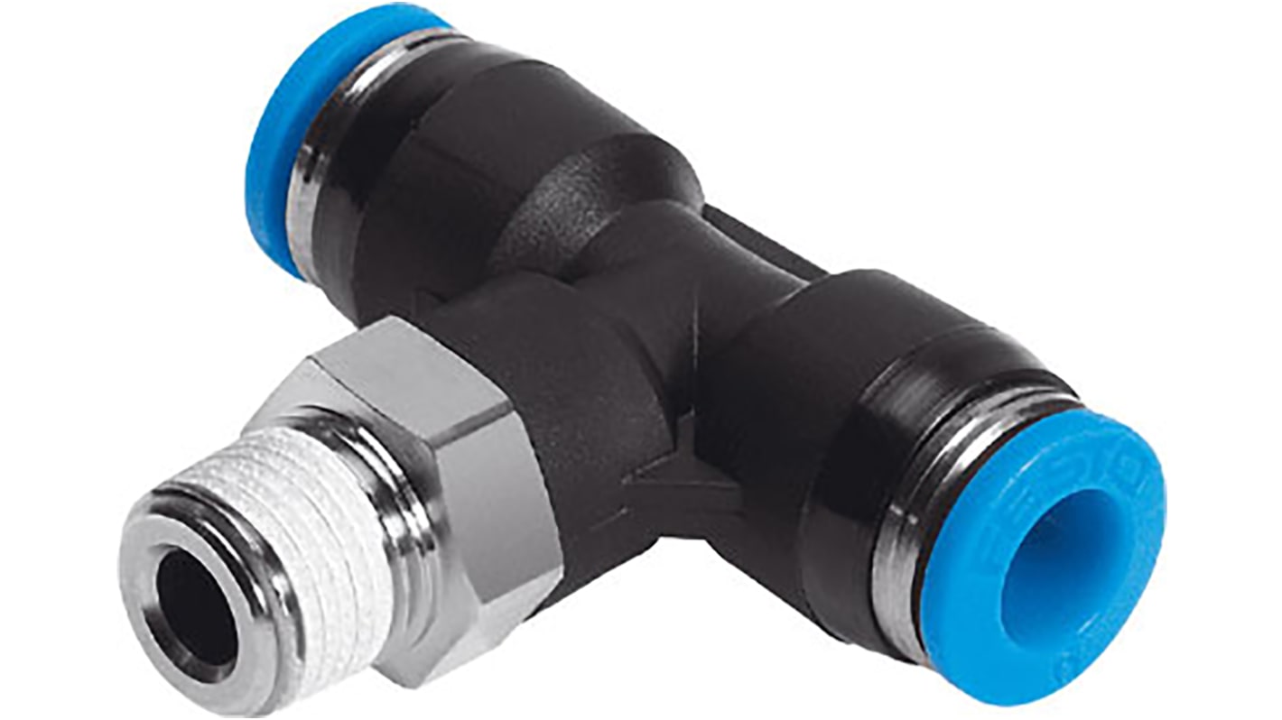 Festo QS Series Tee Threaded Adaptor, Push In 6 mm to Push In 6 mm, Threaded-to-Tube Connection Style, 153108