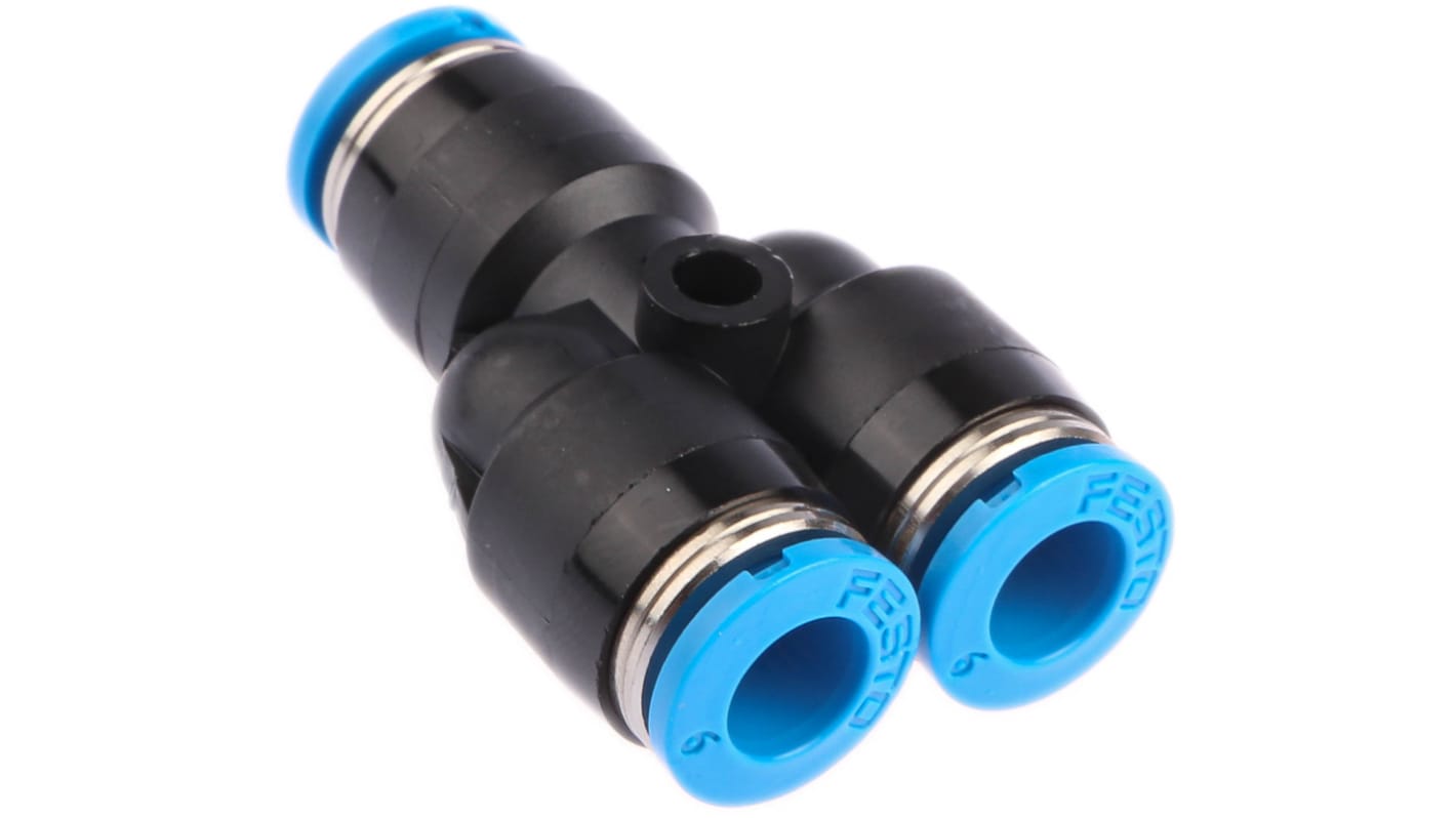 Festo QSY Series Y Tube-to-Tube Adaptor, Push In 6 mm to Push In 6 mm, Tube-to-Tube Connection Style, 153149