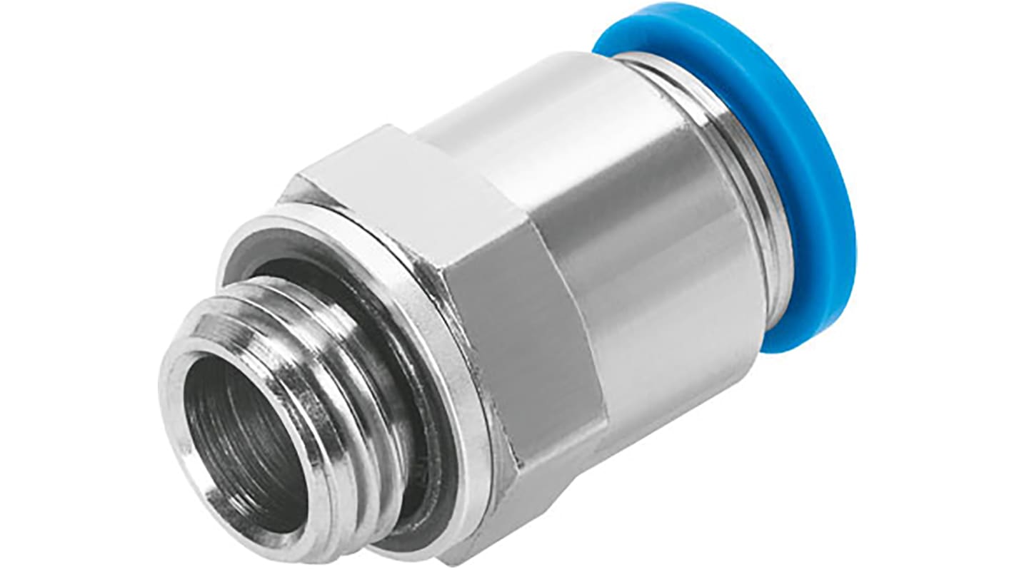 Festo QS Series Straight Threaded Adaptor, G 1/4 Male to Push In 6 mm, Threaded-to-Tube Connection Style, 186097