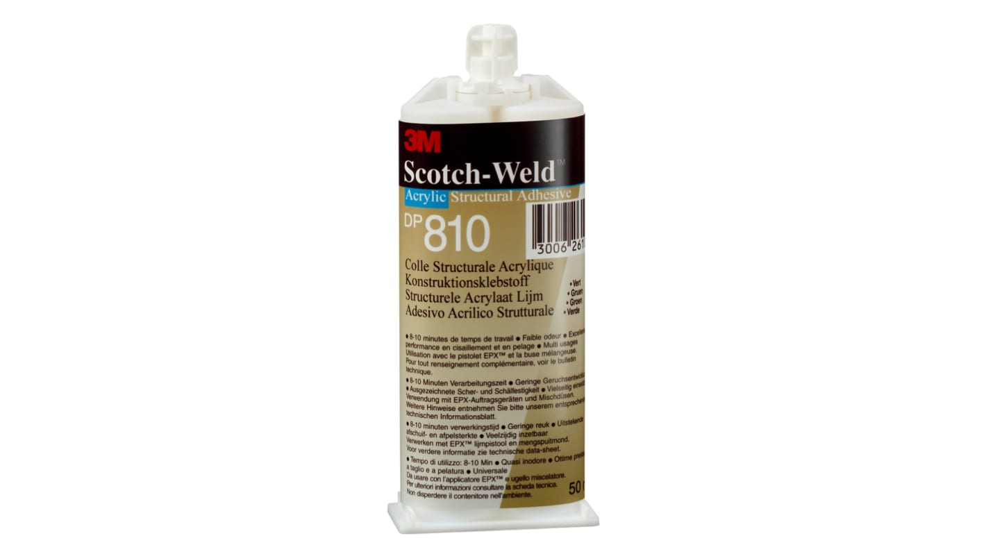 3M Scotch-Weld DP810 Methacrylat Acrylklebstoff Grün, Kartusche 50 ml, für Keramik, Glas, Metall, Kunststoff, Gummi,