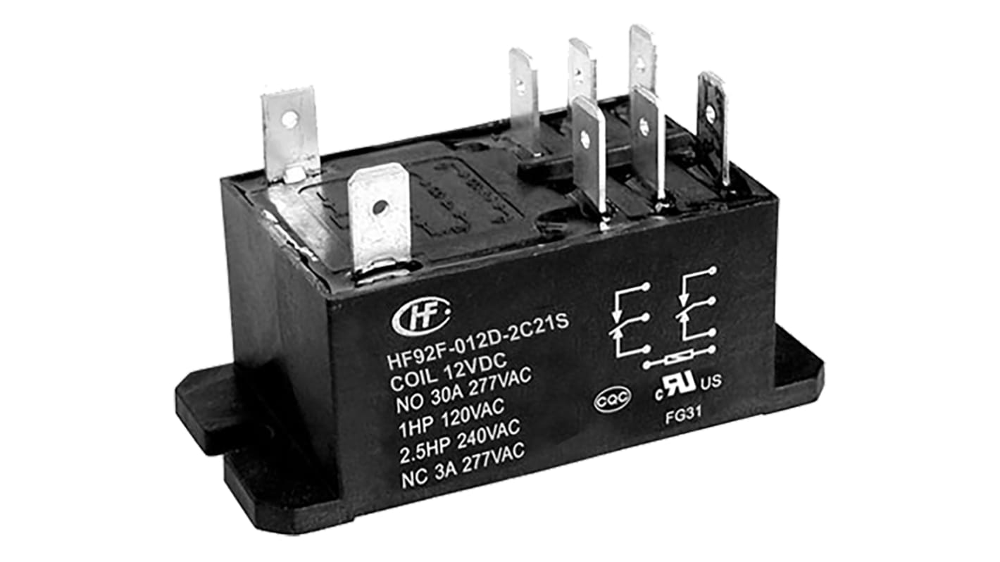 Hongfa Europe GMBH パワーリレー 12V dc, 2c接点 フランジ取り付けタイプ