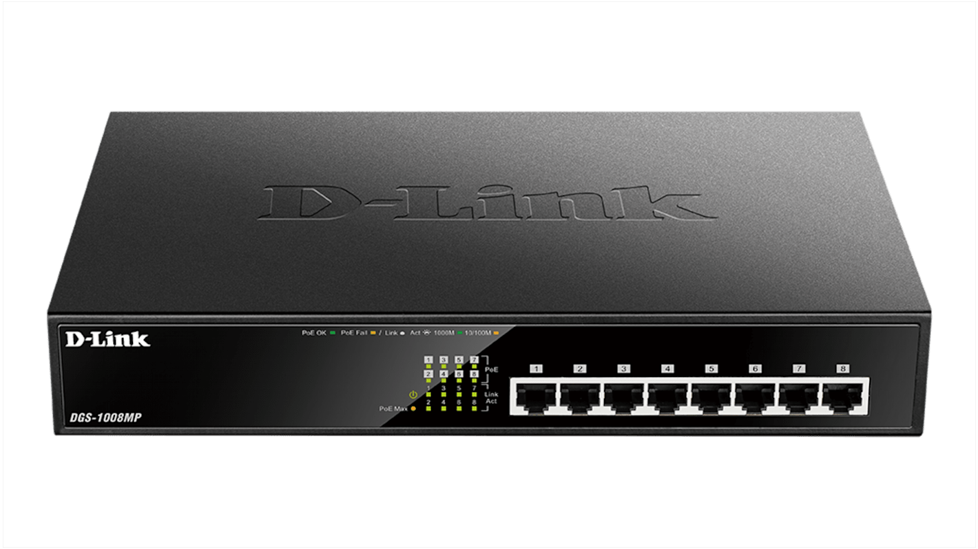 D-Link DGS-1008MP, Smart, Unmanaged 8 Port Ethernet Switch With PoE